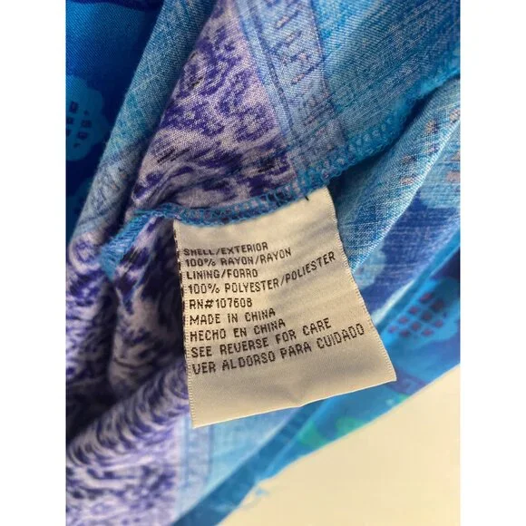 Vintage Karin Stevens Women’s Blue & Teal Smocked Maxi Dress Size 12 Sleeveless - Picture 4 of 5